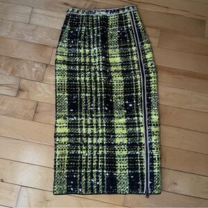 Nº21 Midi Skirt Black and Yellow Plaid Wool Blend
Size XS Made in Italy